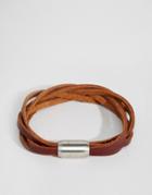 Reclaimed Vintage Leather Woven Bracelet - Brown