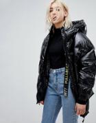 Pull & Bear Black Puffer Ski Jacket - Black