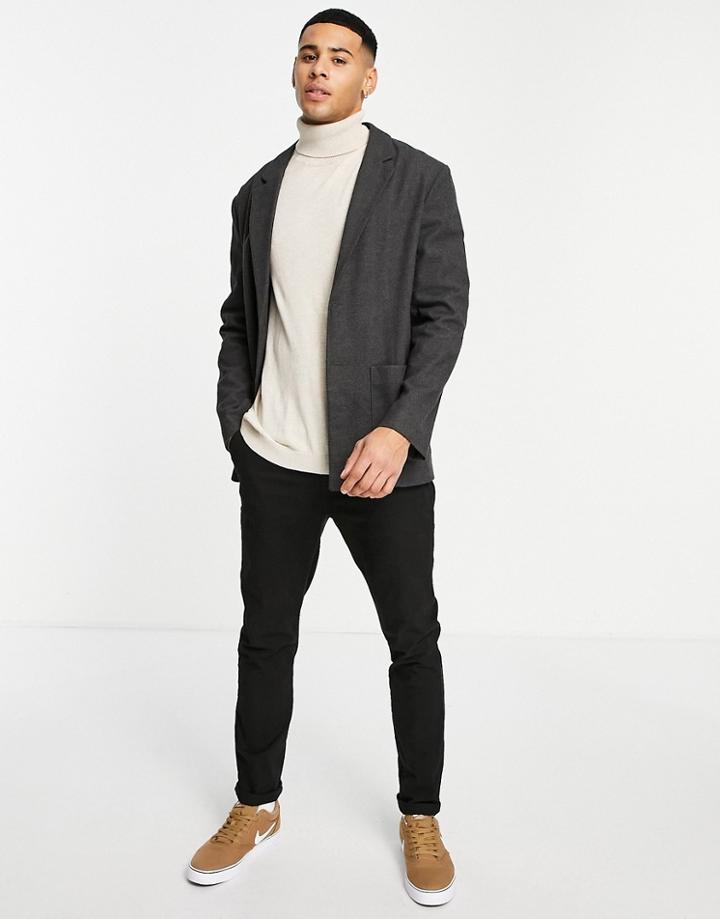 River Island Relaxed Blazer In Gray-grey