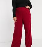 Asos Design Curve Wide Leg Pants With Clean High Waist-red