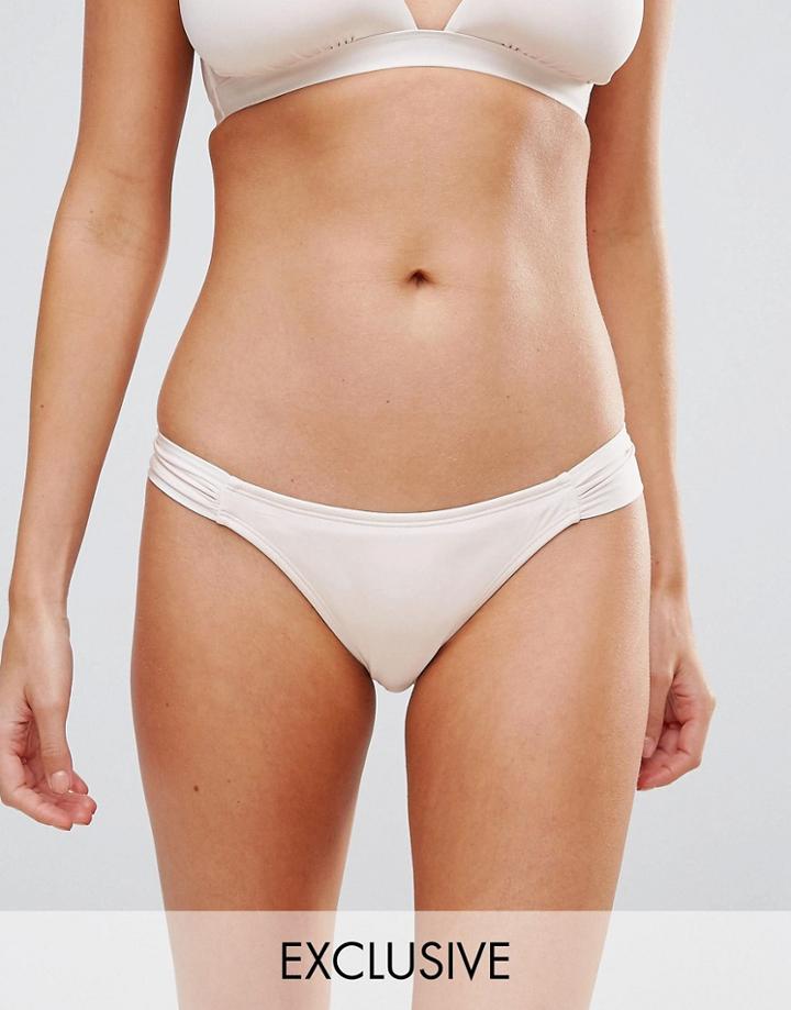 Wolf & Whistle Satin Bikini Bottom - Beige