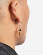 Asos Design Hoop Earrings With Crosses In Gold Tone And Black Gems
