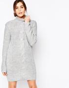 B.young Long Sleeve Sweater Dress - Light Gray Melange