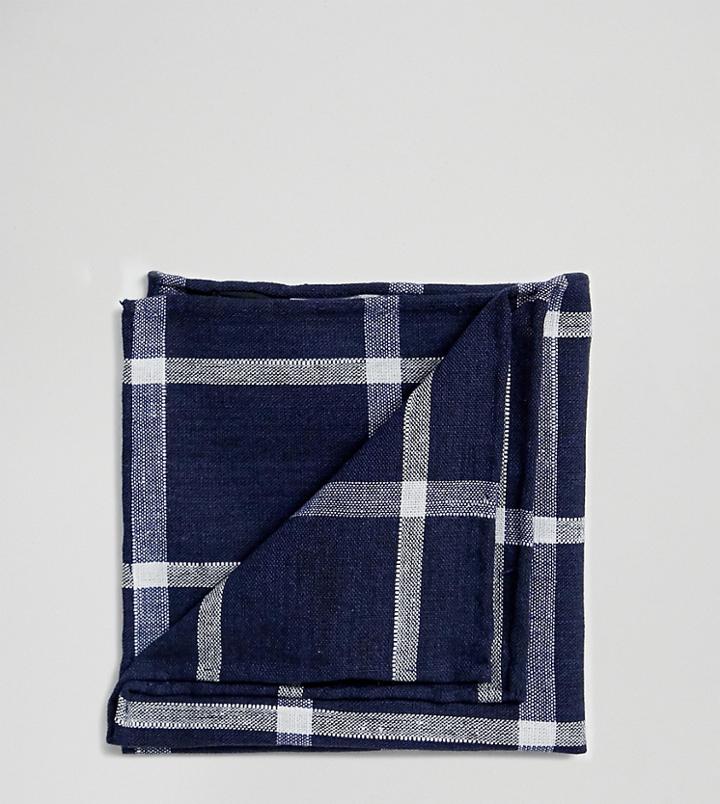 Noak Pocket Square In Large Navy Check