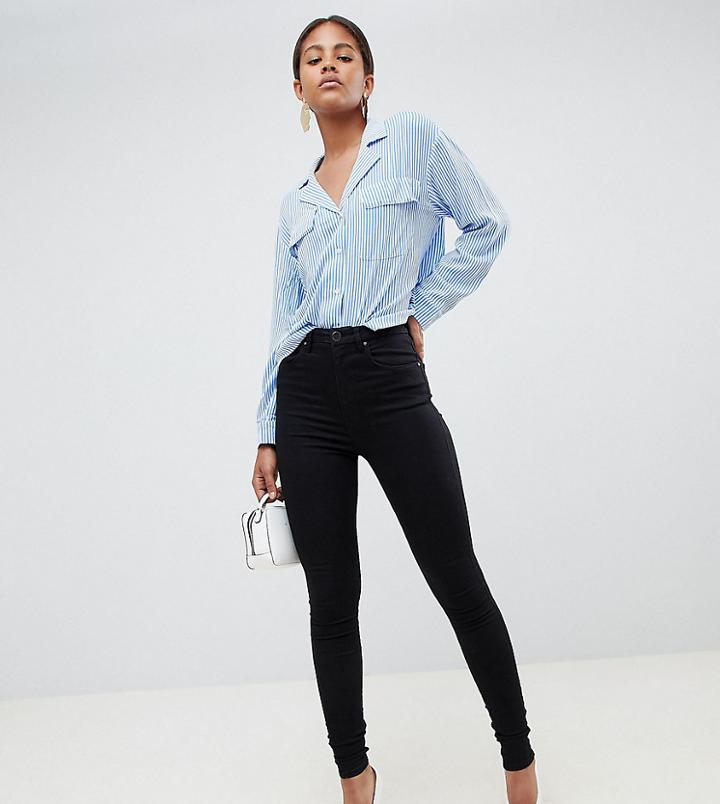 Asos Design Tall Sculpt Me High Waisted Premium Jeans In Clean Black - Black