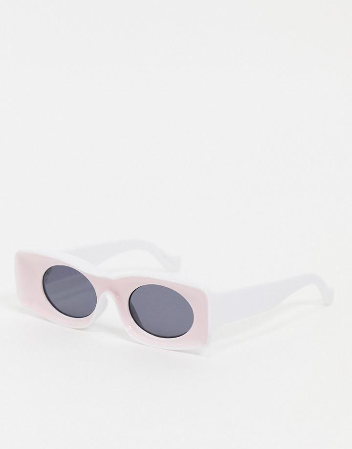 Pieces 60s Square Sunglasses In Pink