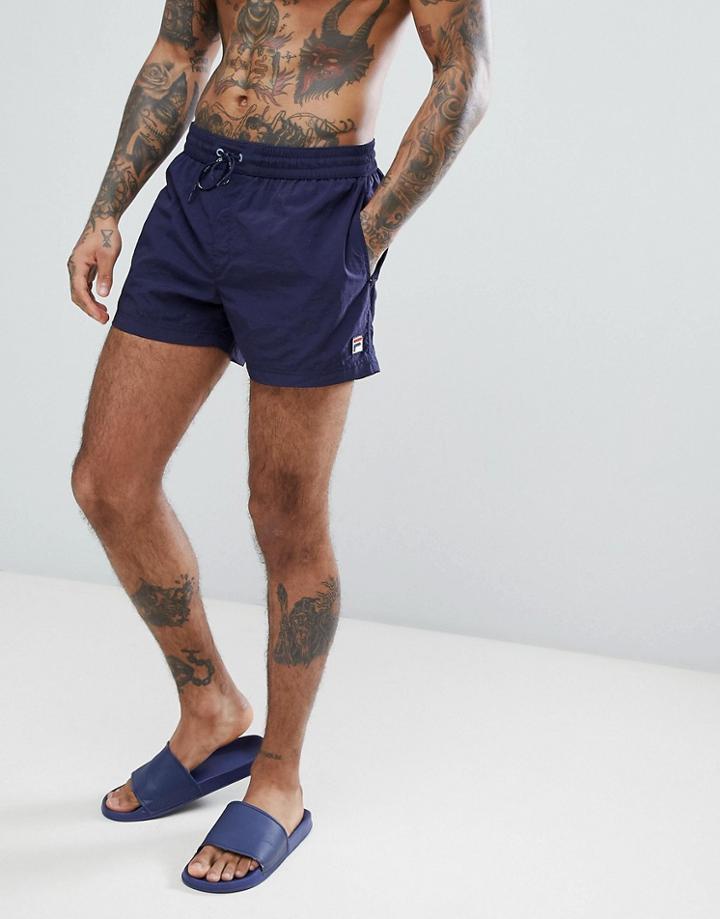 Fila Vintage Swims Shorts With Small Logo In Navy - Navy