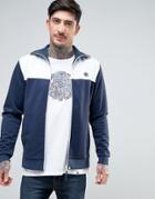 Pretty Green Edzell Tricot Track Top Slim Fit In Navy/white - Navy