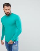 Asos Muscle Sweatshirt In Turquoise - Green