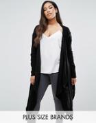 Club L Plus Knit Waterfall Cardigan - Black