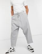 Asos Design Organic Drop Crotch Sweatpants In Gray Marl-grey