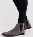 Asos Design Wide Fit Chelsea Boots In Gray Faux Suede