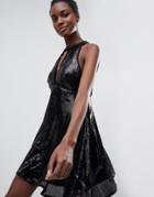 Raga After Dark Halterneck Sequin Dress - Black