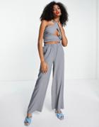 Extro & Vert Slouchey Super Wide Leg Pants In Slate Gray