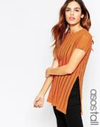 Asos Tall Tunic With Split Sides In Laddered Fabric - Gray $18.00