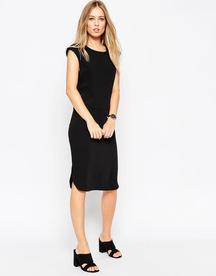 Asos Drape Back Column Shift Dress - Black
