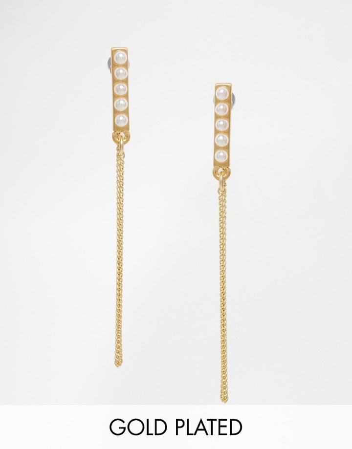 Pilgrim Gold Plated Drop Earrings With Faux Pearl