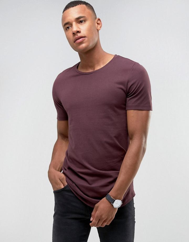 Jack & Jones Premium Crew Neck Longline T-shirt - Red