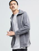 Weekday Pod Zip Thru Hoodie Sweat In Grey Melange - Gray Melange