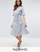 Vero Moda Tall Pinstripe Belted Shirt Dress - Multi