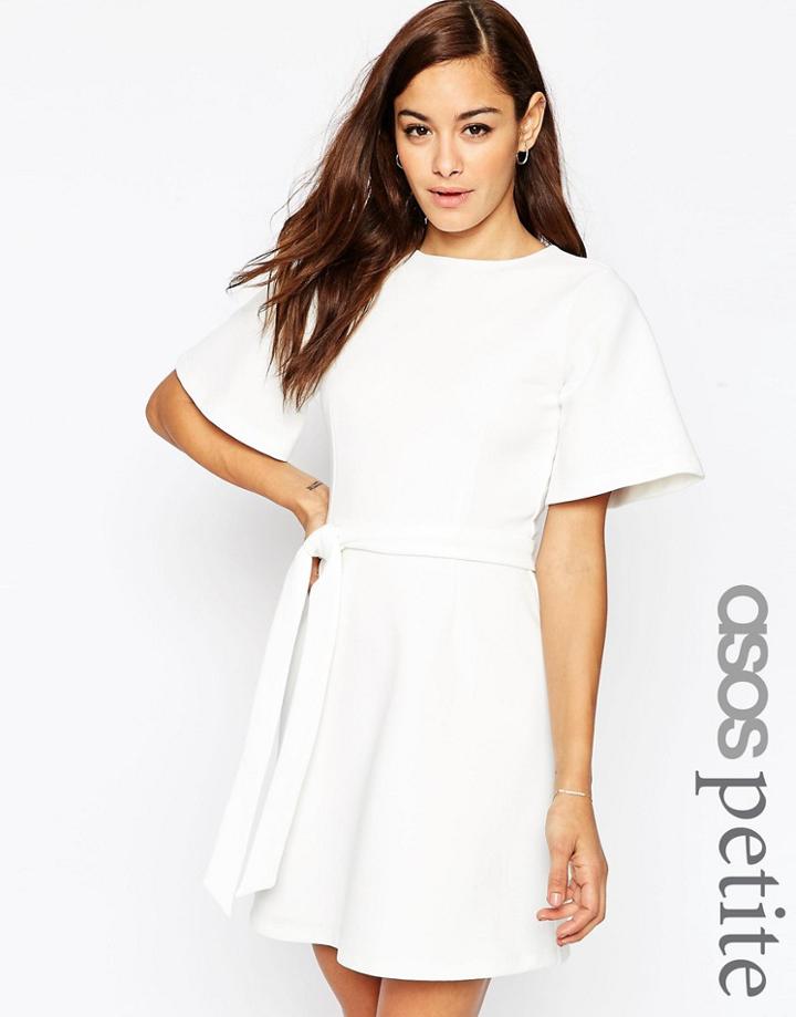 Asos Petite Kimono Sleeve A Line Mini Dress - Ivory