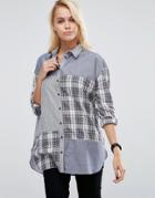 Asos Casual Shirt In Mixed Stripe & Check - Multi