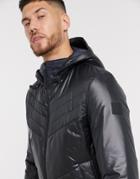 Boss Opalm Quilted Jacket With Hood In Black