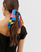 Asos Design Hair Scarf In Colorful Patchwork Print - Multi