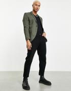 Jack & Jones Premium Slim Fit Sateen Suit Jacket In Green