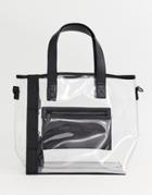 Prettylittlething Contrast Detail Shopper Bag In Clear - Multi