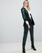 Outrageous Fortune Sequin Cigarette Pants Two-piece In Emerald Green