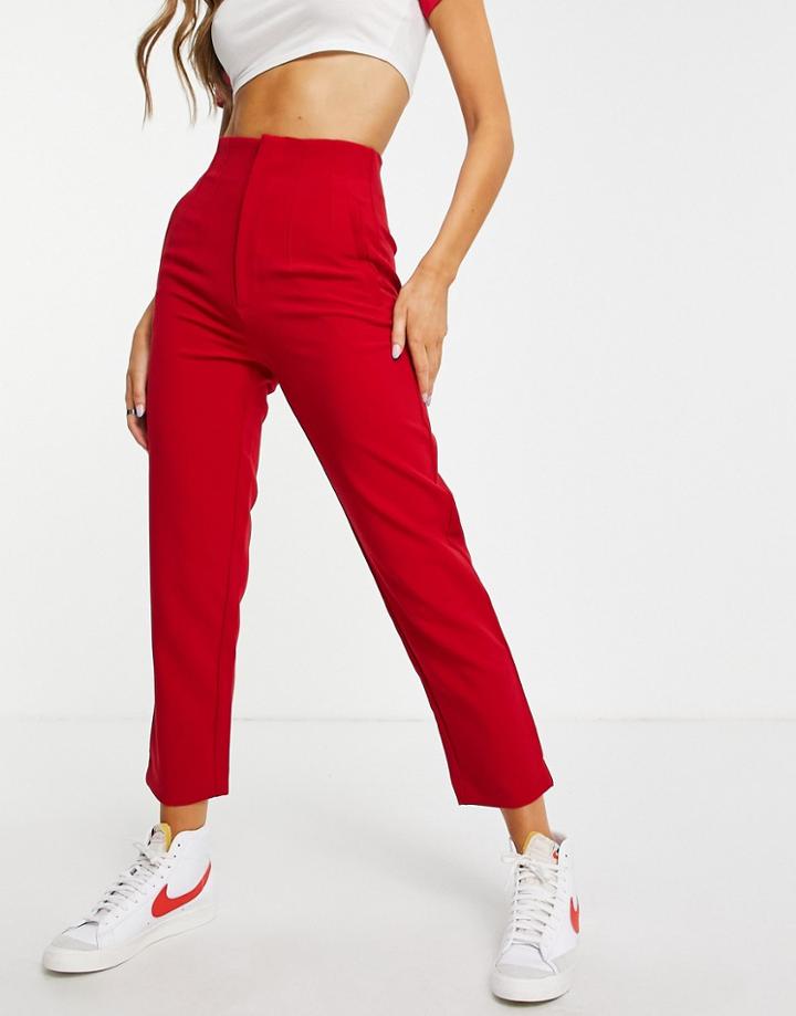 Stradivarius Slim Tailored Pants In Red