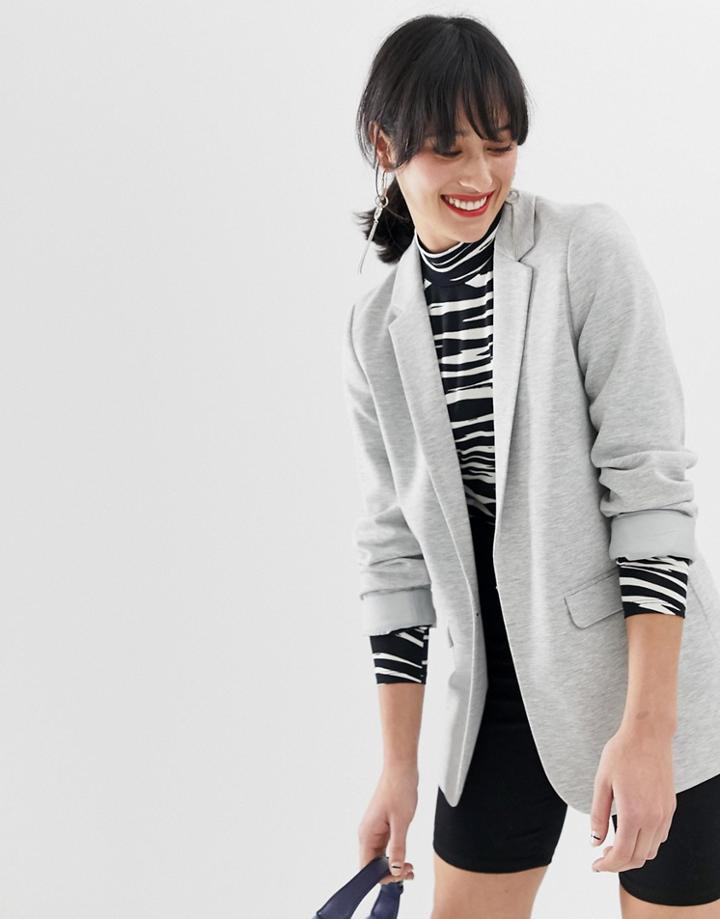 Stradivarius Blazer With Contrast Sleeve In Gray - Gray