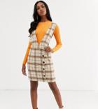 Y.a.s Check Pinafore Mini Dress With Deep Plunge Neck