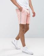 Asos Slim Shorter Length Short With Tux Stripe In Pink - Pink