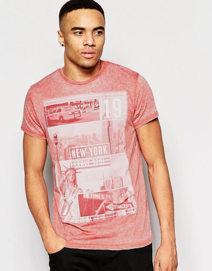 Brave Soul Palm Springs Burn Out T-shirt - Red