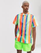 Asos Design Regular Sequin Shirt In Pastel Rainbow - Multi