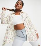 Heartbreak Plus Oversized Floral Shirt-white