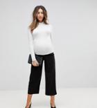 Asos Design Maternity Under The Bump Cropped Black Wide Leg Pants In Jersey Crepe