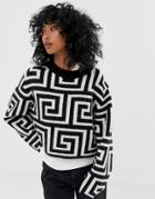 Weekday Sweater With Geometric Roman Print In Mono - Multi