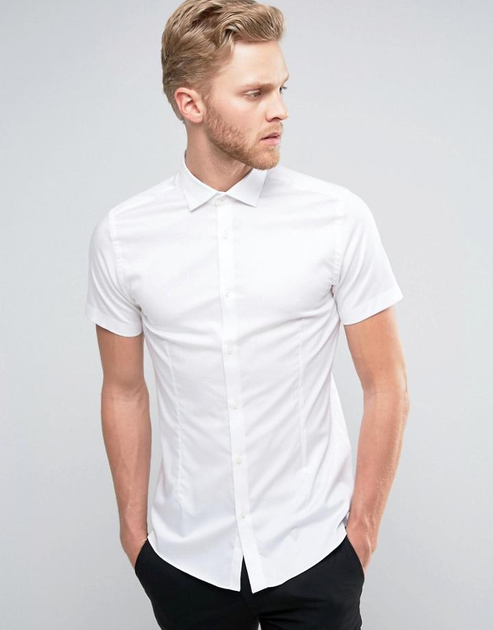 Jack & Jones Premium Short Sleeve Super Slim Smart Shirt - White