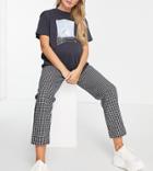 Asos Design Maternity Chino Pants In Navy Blue Check