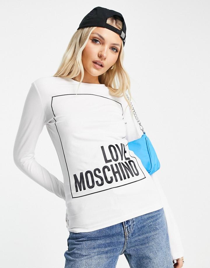 Love Moschino Box Logo Long Sleeve T-shirt In White