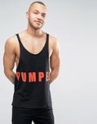 Asos Extreme Racer Back Tank With Raw Edge And Pumped Print - Black