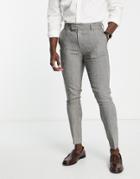Asos Design Wedding Super Skinny Wool Mix Suit Pants In Monochrome Puppytooth-black
