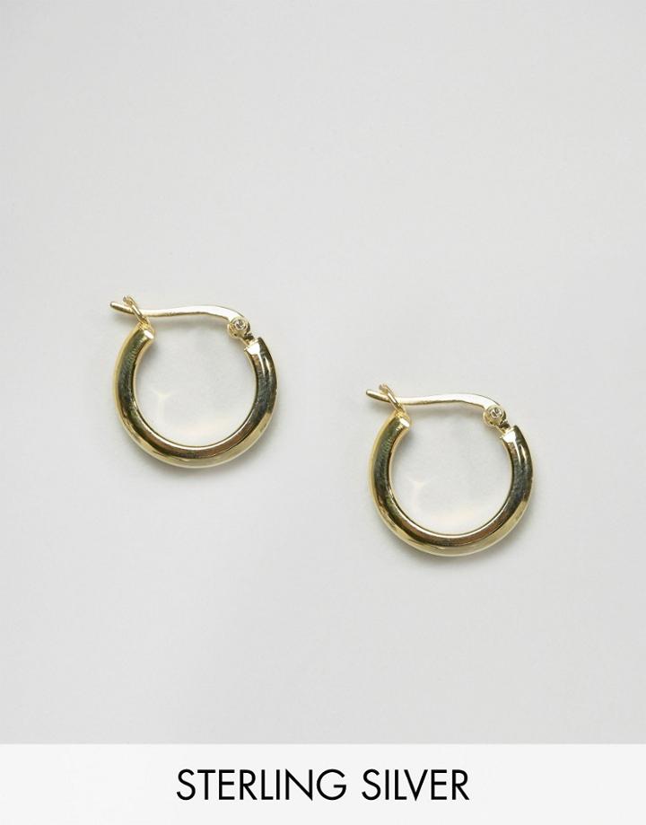 Asos Sterling Silver Gold Plated 20mm Tube Hoop Earrings - Gold