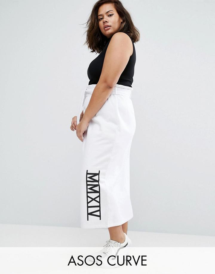 Asos Curve Sweat Midi Skater Skirt - Black