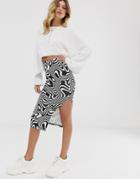 Rokoko Midi Skirt In Illusion Print-white