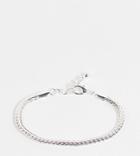 Asos Design Slim Chain Bracelet With Flat Links In Real Silver Plate