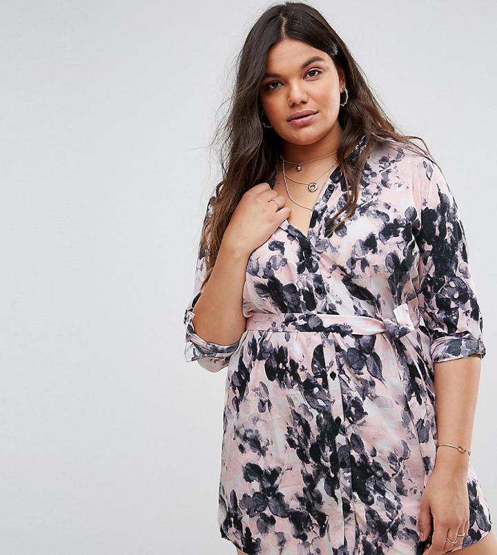 Ax Paris Plus Printed Overlay Dress - Multi